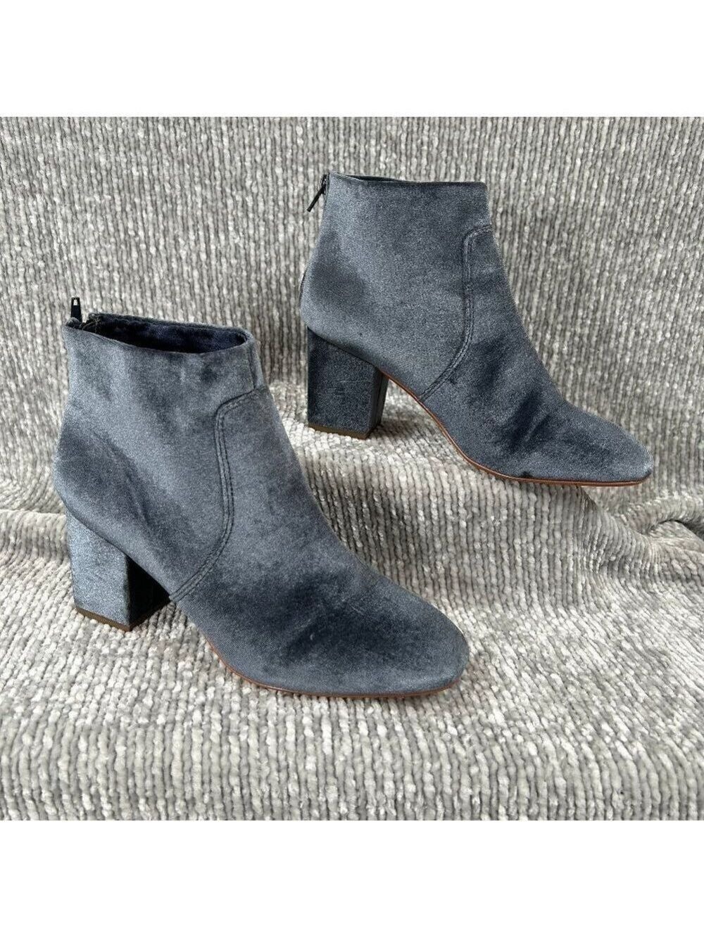 LOFT Blue Velvet Back Zip Ankle Boots Size 10.5